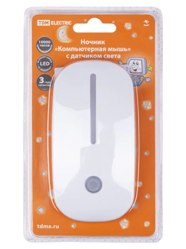 Ночник "Компьютерная мышь" с датчиком света, светодиодный, 0,5Вт, 220 В TDM — фото 7