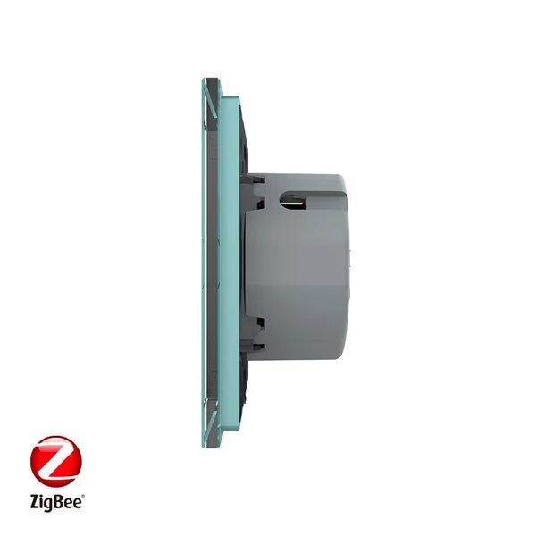 Сенсорный выключатель ZigBee (Wi-Fi) 2 клавиши 1 пост Зеленый Livolo — фото 3
