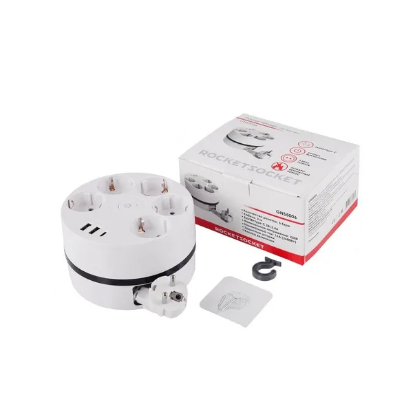 Удлинитель Power Wheel USB Extended 5 Euro 16А, 3 USB 2A+C с блоком 5В/3.4А, кабель 3,0м RocketSocket, цвет белый — фото 5