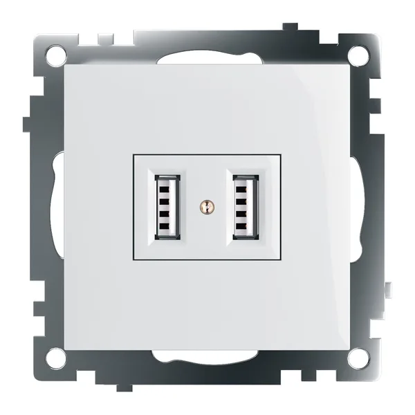 Розетка USB 2-местная (механизм), STEKKER GLS10-7115-01, 250B, 2,1А, серия Катрин, белый — фото 6