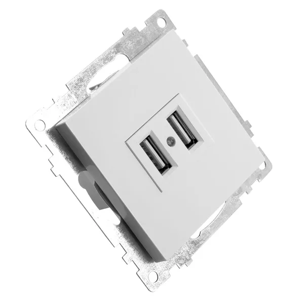 Розетка USB 2-местная (механизм), STEKKER GLS10-7115-01, 250B, 2,1А, серия Катрин, белый — фото 2