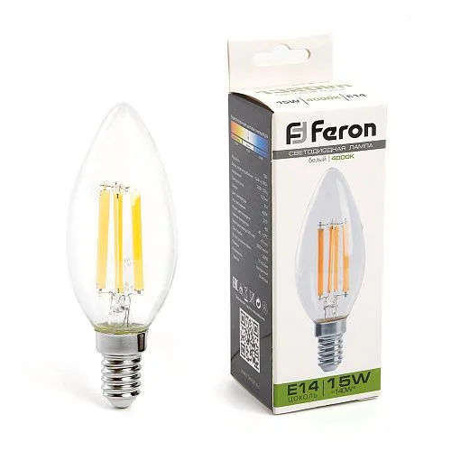 Лампа светодиодная 15 Вт 230V E14 4000K прозрачная, LB-717 Feron